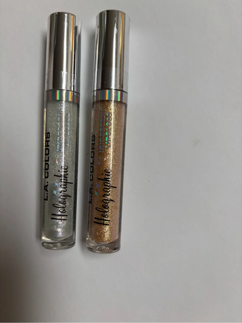 L.A. COLORS Holographic Iridescent Lip Gloss Duo - Silver & Gold